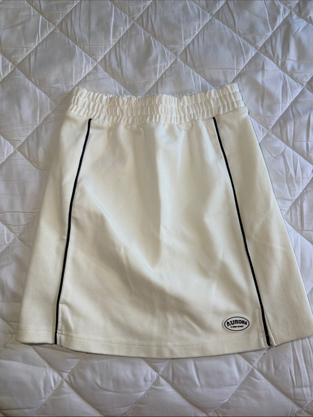 Aurora White Mini Skirt with Black Piping